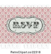 Vector Clip Art of Retro RSVP Frame over a Pink Floral Pattern by BestVector