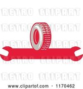 Vector Clip Art of Retro Rubber Tire and Spanner Wrench by Patrimonio