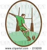 Vector Clip Art of Retro Rugby Football Player Logo - 1 by Patrimonio