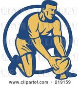 Vector Clip Art of Retro Rugby Football Player Logo - 2 by Patrimonio