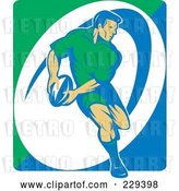 Vector Clip Art of Retro Rugby Player - 1 by Patrimonio