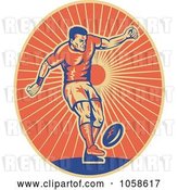 Vector Clip Art of Retro Rugby Player Kicking Logo by Patrimonio