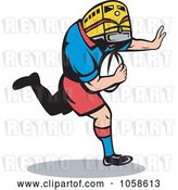 Vector Clip Art of Retro Rugby Player with a Train Head by Patrimonio