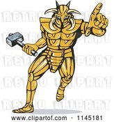 Vector Clip Art of Retro Running and Pointing Knight Villain by Patrimonio