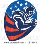 Vector Clip Art of Retro Running Back American Football Player in an American Design by Patrimonio