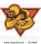 Vector Clip Art of Retro Running Back American Football Player with the Ball in a Triangle by Patrimonio