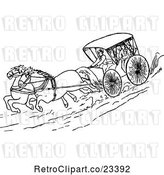 Vector Clip Art of Retro Running Horses and Carriage by Prawny Vintage