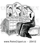Vector Clip Art of Retro Sad Woman Looking at Her Reflection by Prawny Vintage