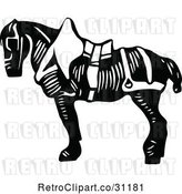 Vector Clip Art of Retro Saddled Horse by Prawny Vintage