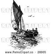 Vector Clip Art of Retro Sailboat with Passengers by Prawny Vintage