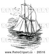Vector Clip Art of Retro Sailing Ship by Prawny Vintage