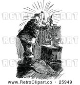 Vector Clip Art of Retro Santa Claus Reading a Christmas Letter Under Candle Light by Prawny Vintage