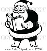 Vector Clip Art of Retro Santa Claus Reading by Prawny Vintage