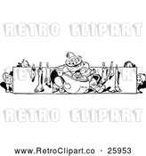 Vector Clip Art of Retro Santa Claus Sack and Stocking Border by Prawny Vintage