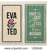 Vector Clip Art of Retro Save the Date with a Pink Tulip and Sample Text by Elena