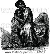 Vector Clip Art of Retro Scared Black Mother and Child by Prawny Vintage