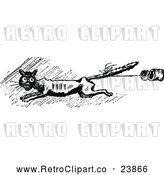 Vector Clip Art of Retro Scared Cat Running with a Can Tied to His Tail by Prawny Vintage