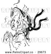 Vector Clip Art of Retro Scared Girl by Prawny Vintage
