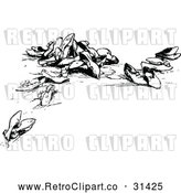 Vector Clip Art of Retro Scattered Shoes by Prawny Vintage