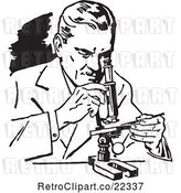 Vector Clip Art of Retro Scientist Using a Microscope by BestVector
