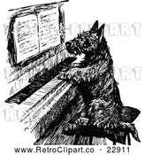 Vector Clip Art of Retro Scottish Terrier Playing a Piano by Prawny Vintage
