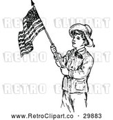 Vector Clip Art of Retro Scout Boy with an American Flag by Prawny Vintage