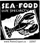 Vector Clip Art of Retro Sea Food Our Specialty Lobster Sign by BestVector