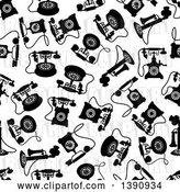 Vector Clip Art of Retro Seamless Background Pattern of Antique Telephones by Vector Tradition SM