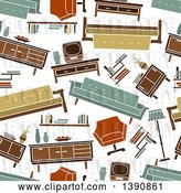 Vector Clip Art of Retro Seamless Background Pattern of Furniture by Vector Tradition SM