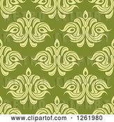 Vector Clip Art of Retro Seamless Background Pattern of Green Floral by Vector Tradition SM