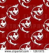 Vector Clip Art of Retro Seamless Background Pattern of White Floral Swirls on Red by Vector Tradition SM