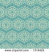 Vector Clip Art of Retro Seamless Background Pattern of Yellow Flowers on Turquoise by KJ Pargeter