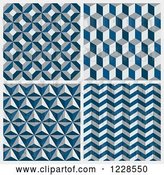 Vector Clip Art of Retro Seamless Blue and Gray Geometric Background Patterns by Elena