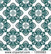 Vector Clip Art of Retro Seamless Geometric Teal Flower Pattern by Vector Tradition SM
