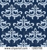 Vector Clip Art of Retro Seamless Pattern Background of Blue Floral Damask by Vector Tradition SM