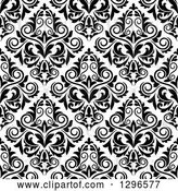 Vector Clip Art of Retro Seamless Pattern Background of Damask in Black on White 2 by Vector Tradition SM