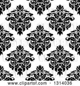 Vector Clip Art of Retro Seamless Pattern Background of Damask in Black on White 3 by Vector Tradition SM