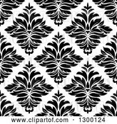 Vector Clip Art of Retro Seamless Pattern Background of Damask in Black on White 4 by Vector Tradition SM