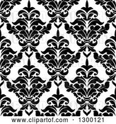 Vector Clip Art of Retro Seamless Pattern Background of Damask in Black on White 5 by Vector Tradition SM