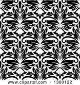 Vector Clip Art of Retro Seamless Pattern Background of Damask in Black on White 6 by Vector Tradition SM