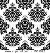 Vector Clip Art of Retro Seamless Pattern Background of Damask in Black on White by Vector Tradition SM