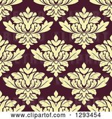 Vector Clip Art of Retro Seamless Pattern Background of Pastel Yellow Damask on Brown by Vector Tradition SM