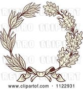 Vector Clip Art of Retro Sepia Oak and Laurel Wreath 1 by Vector Tradition SM