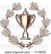 Vector Clip Art of Retro Sepia Wreath and Trophy Cup 2 by Vector Tradition SM