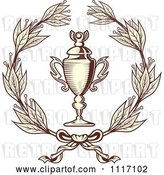 Vector Clip Art of Retro Sepia Wreath and Trophy Cup by Vector Tradition SM