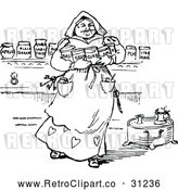 Vector Clip Art of Retro Servant Woman Carrying Ingredient Jars by Prawny Vintage
