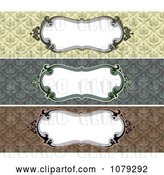 Vector Clip Art of Retro Set of Baroque Damask Frame Website Banners by BNP Design Studio