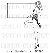 Vector Clip Art of Retro Sexy 1940's Style Pinup Girl in Heels, Holding a Blank White Board by C Charley-Franzwa