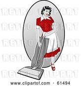 Vector Clip Art of Retro Sexy Lady Vacuuming by R Formidable