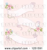Vector Clip Art of Retro Shappy Chic Ribbon Banners with Flowers on Pink by BNP Design Studio